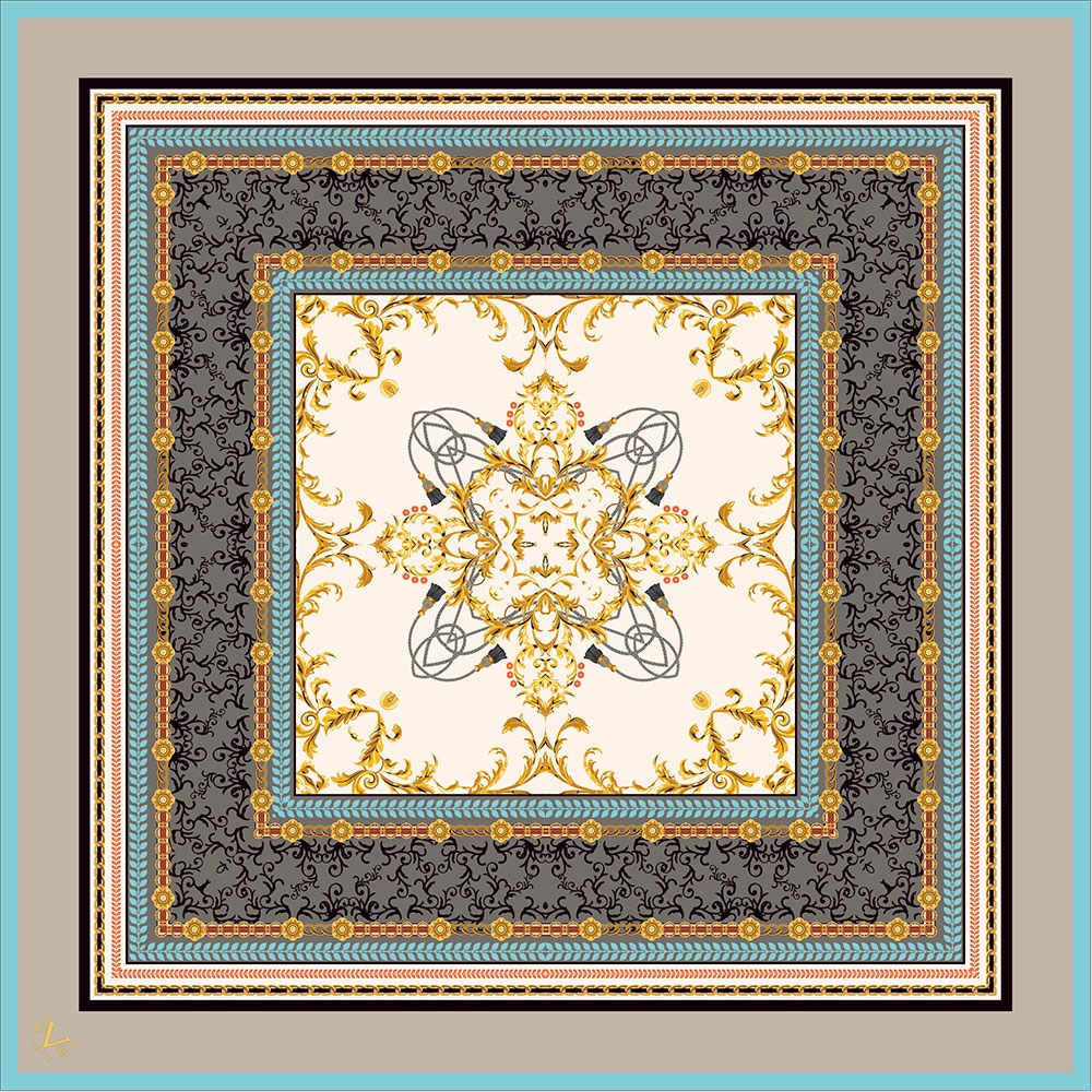 BLACK SERİ EŞARPMandala Desen Black Seri Twill Eşarp Askısı ile Birlikte 90x90 cm