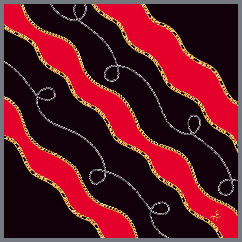 BLACK SERİ EŞARPZincirli Desen Black Seri Twill Eşarp Askısı ile Birlikte 90x90 cm