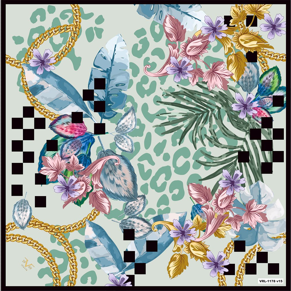 BLACK SERİ EŞARPÇiçekli Desen Black Seri Twill Eşarp Askısı ile Birlikte 90x90 cm