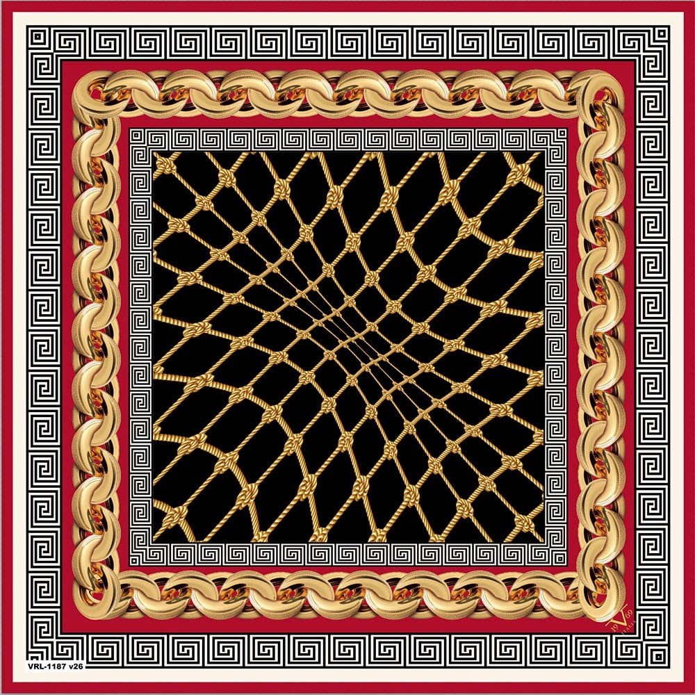 BLACK SERİ EŞARPZincirli Desen Black Seri Twill Eşarp Askısı ile Birlikte 90x90 cm