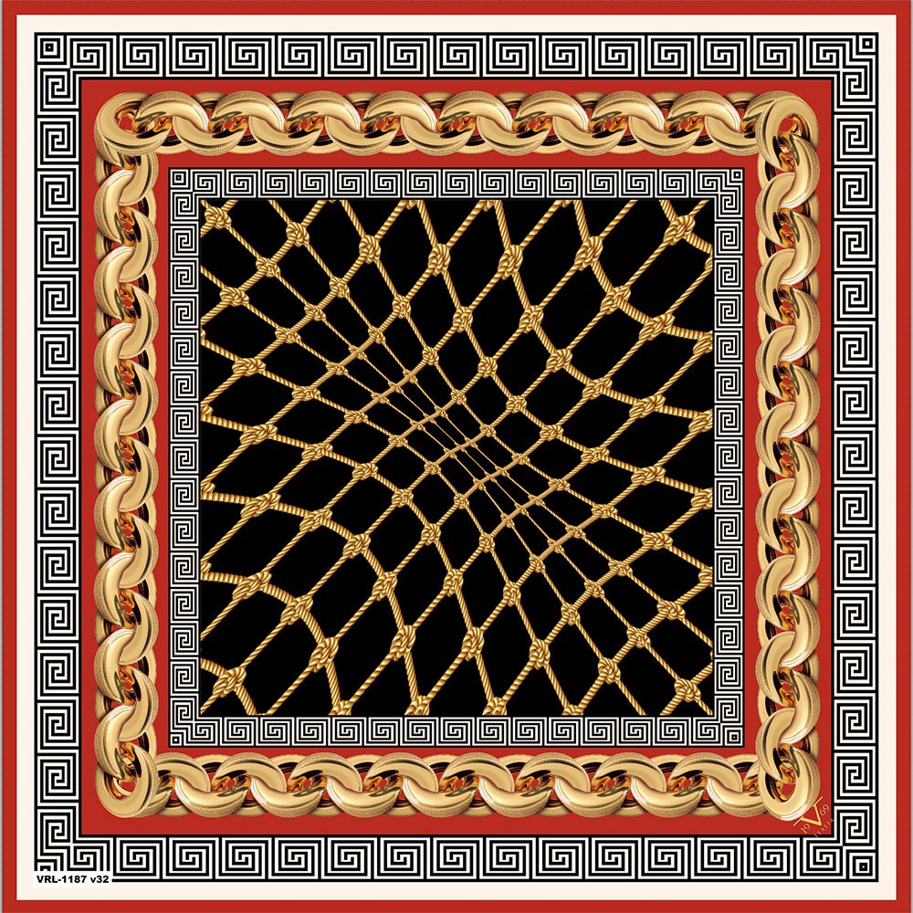 BLACK SERİ EŞARPZincirli Desen Black Seri Twill Eşarp Askısı ile Birlikte 90x90 cm