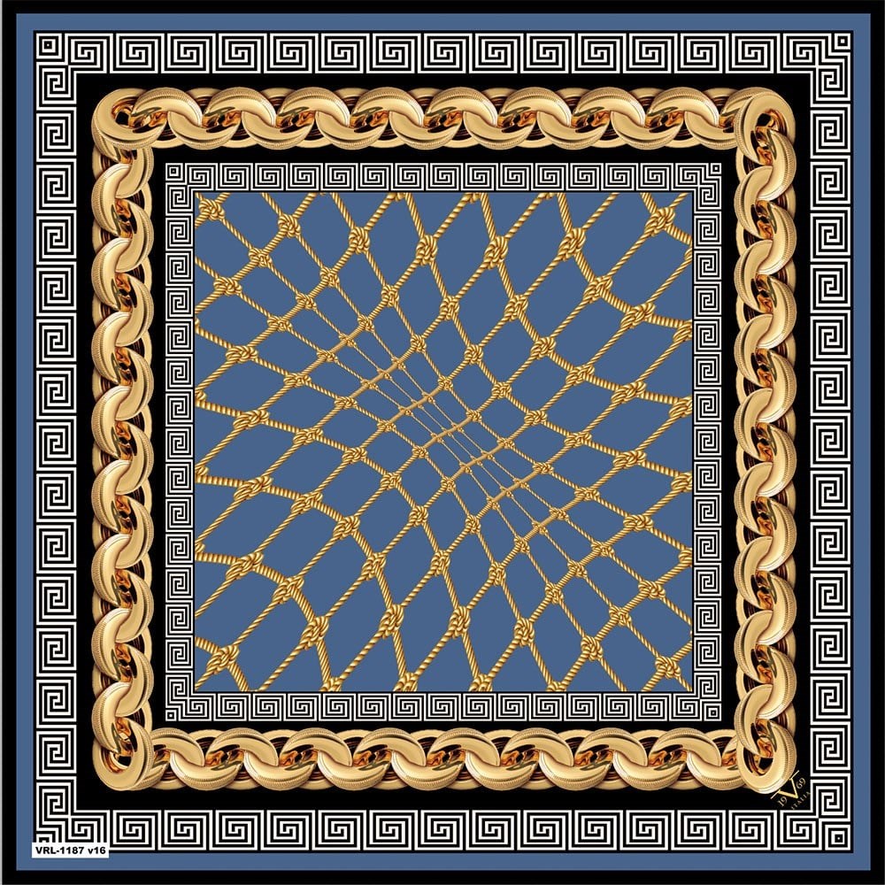 BLACK SERİ EŞARPZincirli Desen Black Seri Twill Eşarp Askısı ile Birlikte 90x90 cm