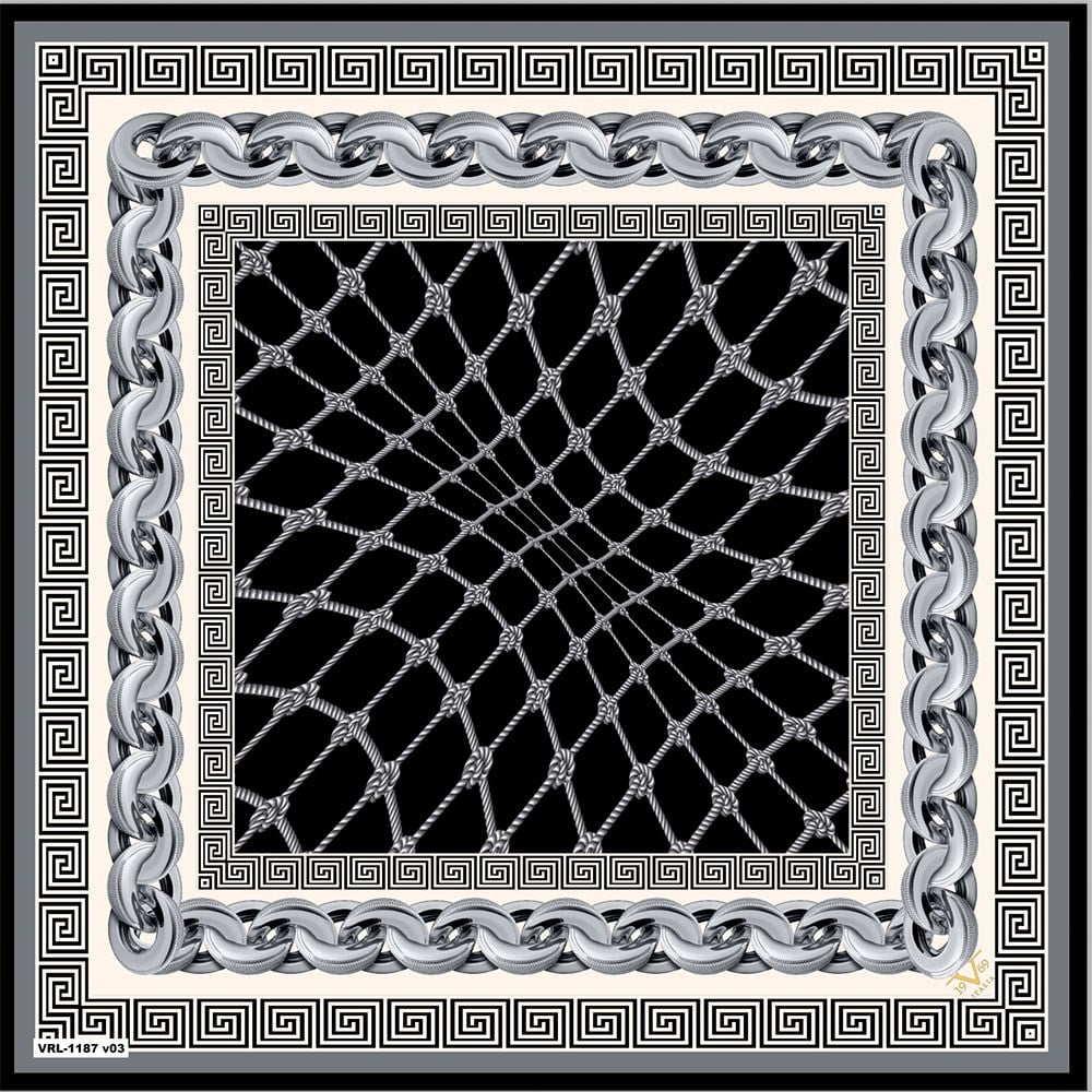 BLACK SERİ EŞARPZincirli Desen Black Seri Twill Eşarp Askısı ile Birlikte 90x90 cm