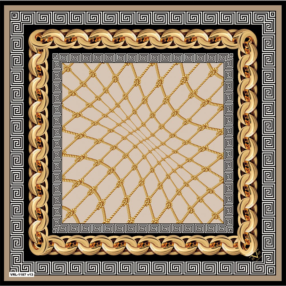 BLACK SERİ EŞARPZincirli Desen Black Seri Twill Eşarp Askısı ile Birlikte 90x90 cm