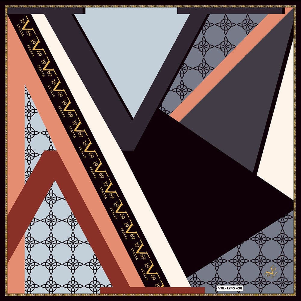 BLACK SERİ EŞARPGeometrik Desen Black Seri Twill Eşarp Askısı ile Birlikte 90x90 cm