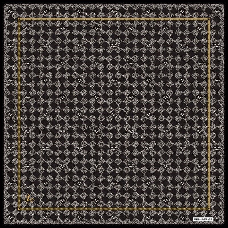 BLACK SERİ EŞARPGeometrik Desen Black Seri Twill Eşarp Askısı ile Birlikte 90x90 cm