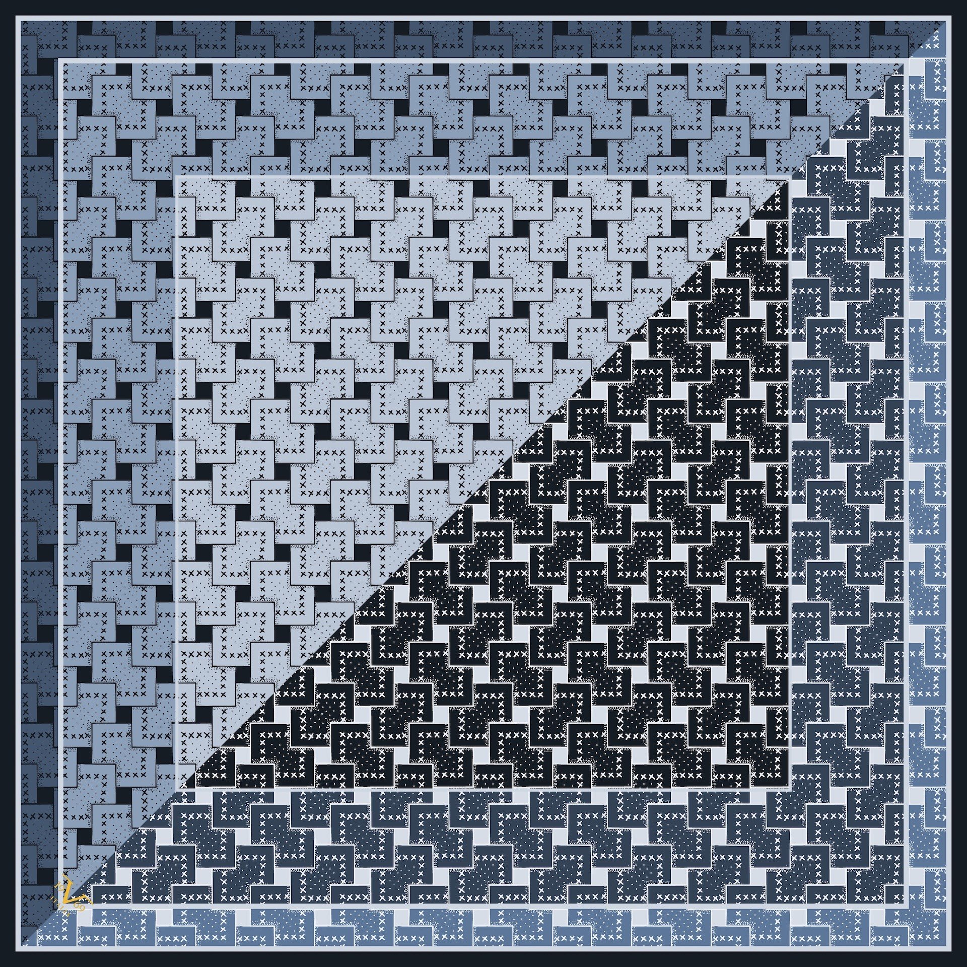 EŞARPDesenli İtalyan Şifon Eşarp Askısı ile Birlikte 90x90 cm