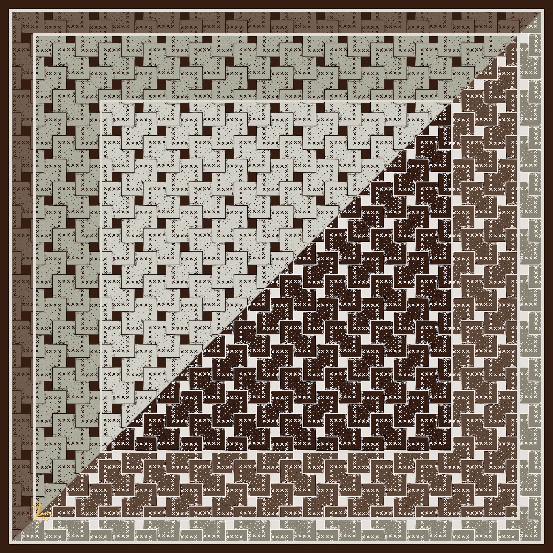 EŞARPDesenli İtalyan Şifon Eşarp Askısı ile Birlikte 90x90 cm