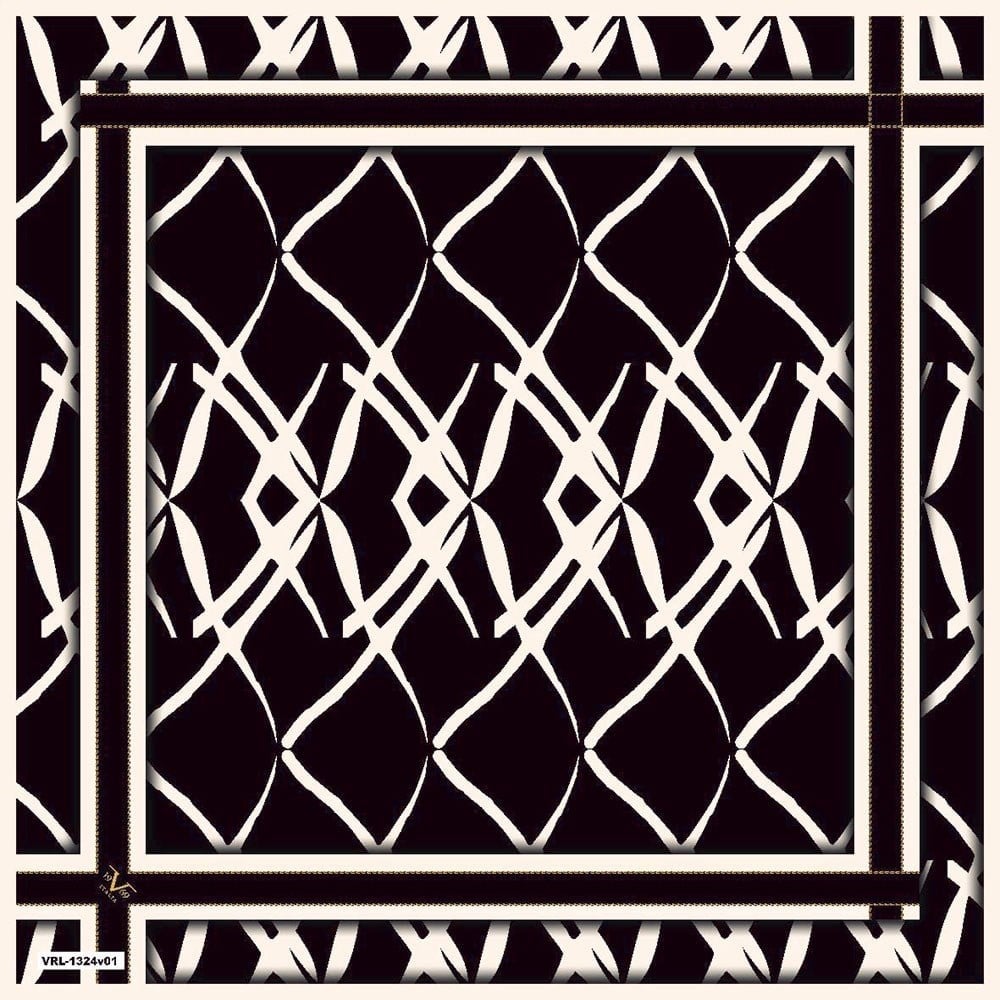 BLACK SERİ EŞARPGeometrik Desen Black Seri Twill Eşarp Askısı ile Birlikte 90x90 cm