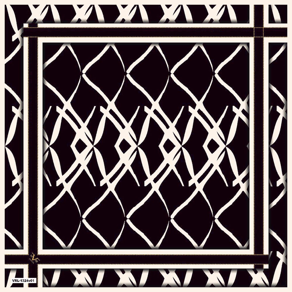 BLACK SERİ EŞARPGeometrik Desen Black Seri Twill Eşarp Askısı ile Birlikte 90x90 cm