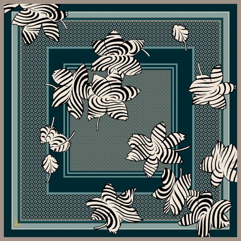 ScarfÇiçekli Desen İtalyan Şifon Seri Eşarp Askısı ile Birlikte 90x90 cm