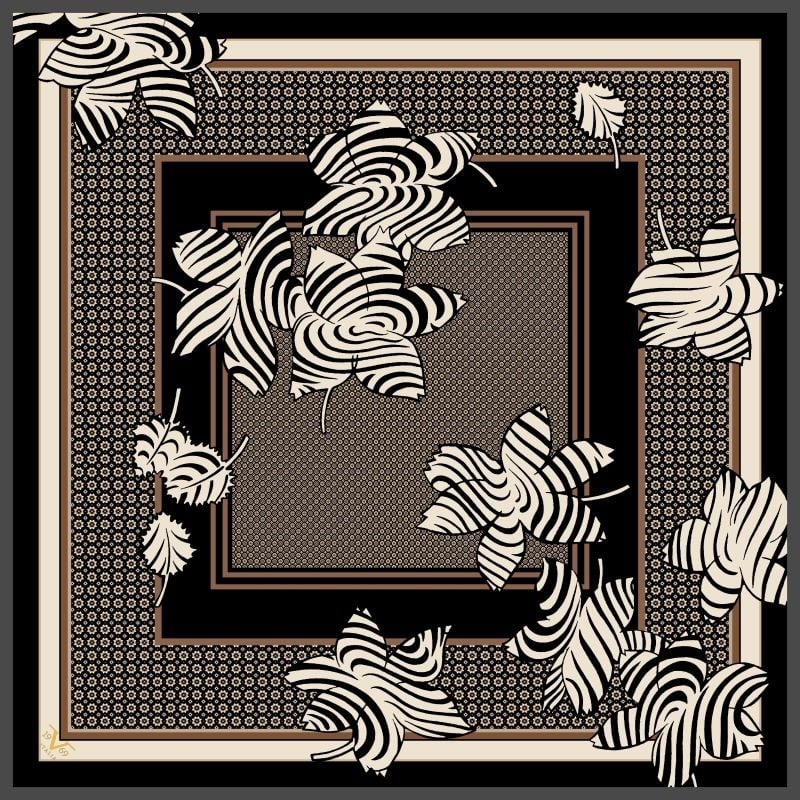 ScarfÇiçekli Desen İtalyan Şifon Seri Eşarp Askısı ile Birlikte 90x90 cm