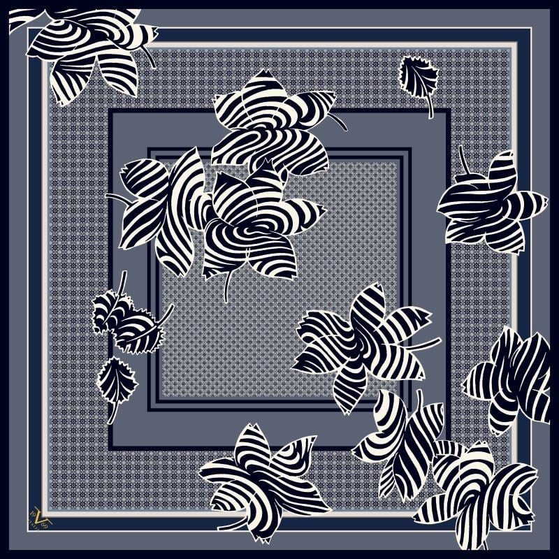 ScarfÇiçekli Desen İtalyan Şifon Seri Eşarp Askısı ile Birlikte 90x90 cm