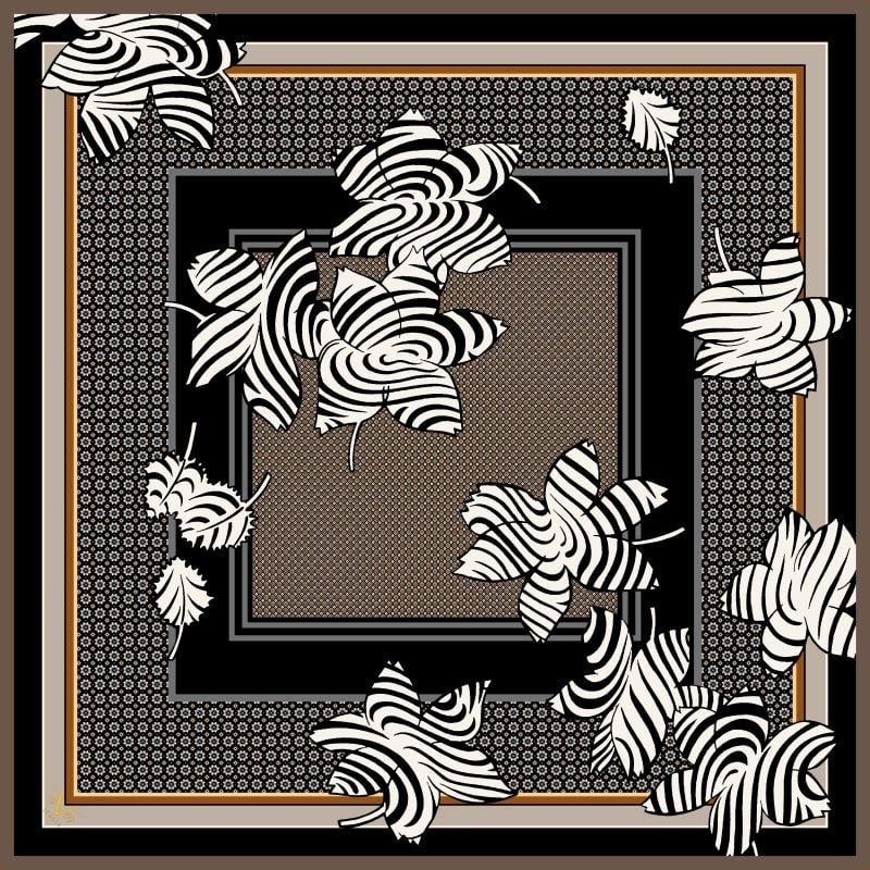 EŞARPÇiçekli Desen İtalyan Şifon Seri Eşarp Askısı ile Birlikte 90x90 cm