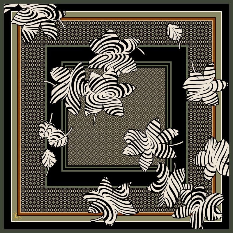 ScarfÇiçekli Desen İtalyan Şifon Seri Eşarp Askısı ile Birlikte 90x90 cm