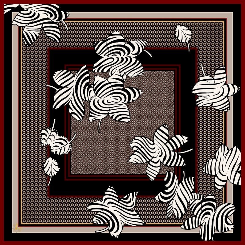 ScarfÇiçekli Desen İtalyan Şifon Seri Eşarp Askısı ile Birlikte 90x90 cm