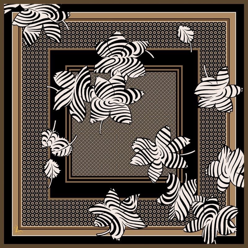 ScarfÇiçekli Desen İtalyan Şifon Seri Eşarp Askısı ile Birlikte 90x90 cm
