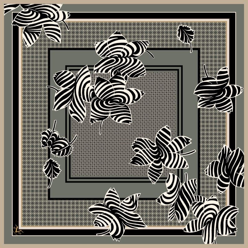 EŞARPÇiçekli Desen İtalyan Şifon Seri Eşarp Askısı ile Birlikte 90x90 cm