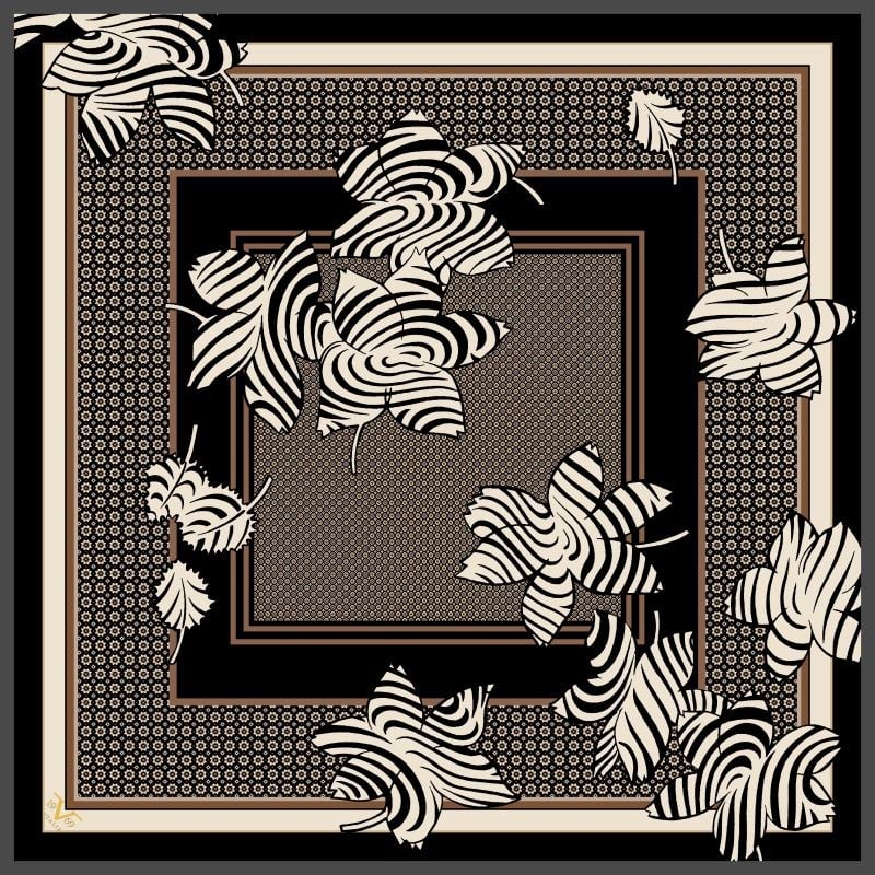 EŞARPÇiçekli Desen İtalyan Şifon Seri Eşarp Askısı ile Birlikte 90x90 cm