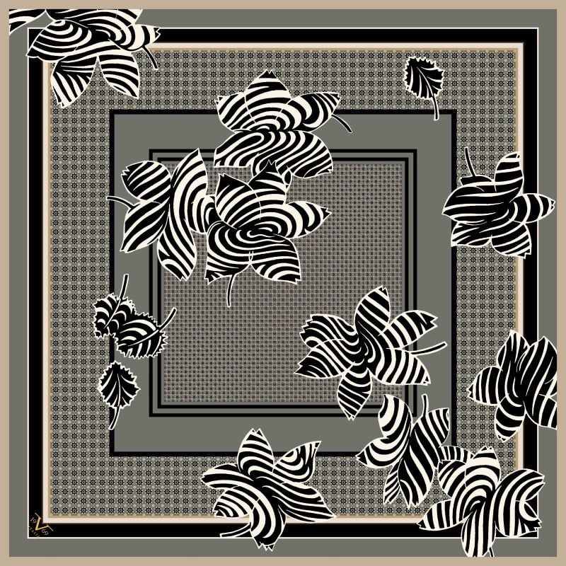 EŞARPÇiçekli Desen İtalyan Şifon Seri Eşarp Askısı ile Birlikte 90x90 cm