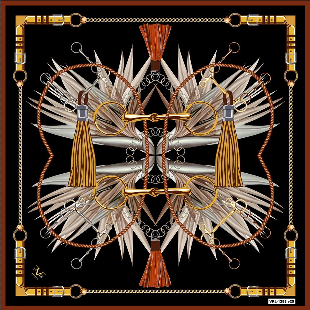 BLACK SERİ EŞARPKemerli Püsküllü Desen Black Seri Twill Eşarp Askısı ile Birlikte 90x90 cm
