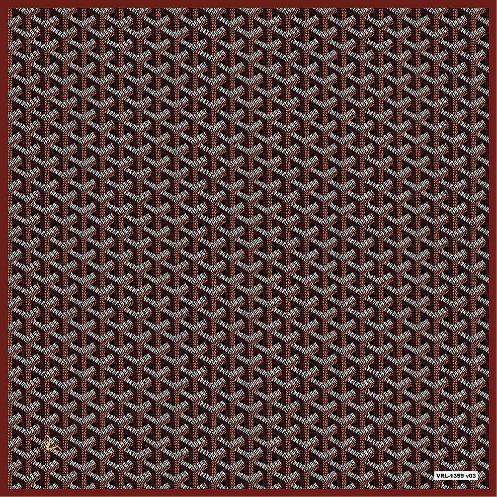 ScarfGeometrik Desen Black Seri Twill Eşarp Askısı ile Birlikte 90x90 cm