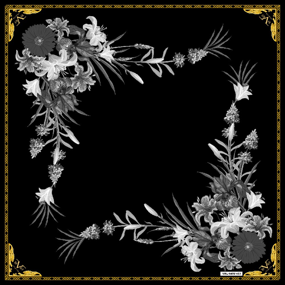 BLACK SERİ EŞARPÇiçekli Desen Black Seri Twill Eşarp Askısı ile Birlikte 90x90 cm