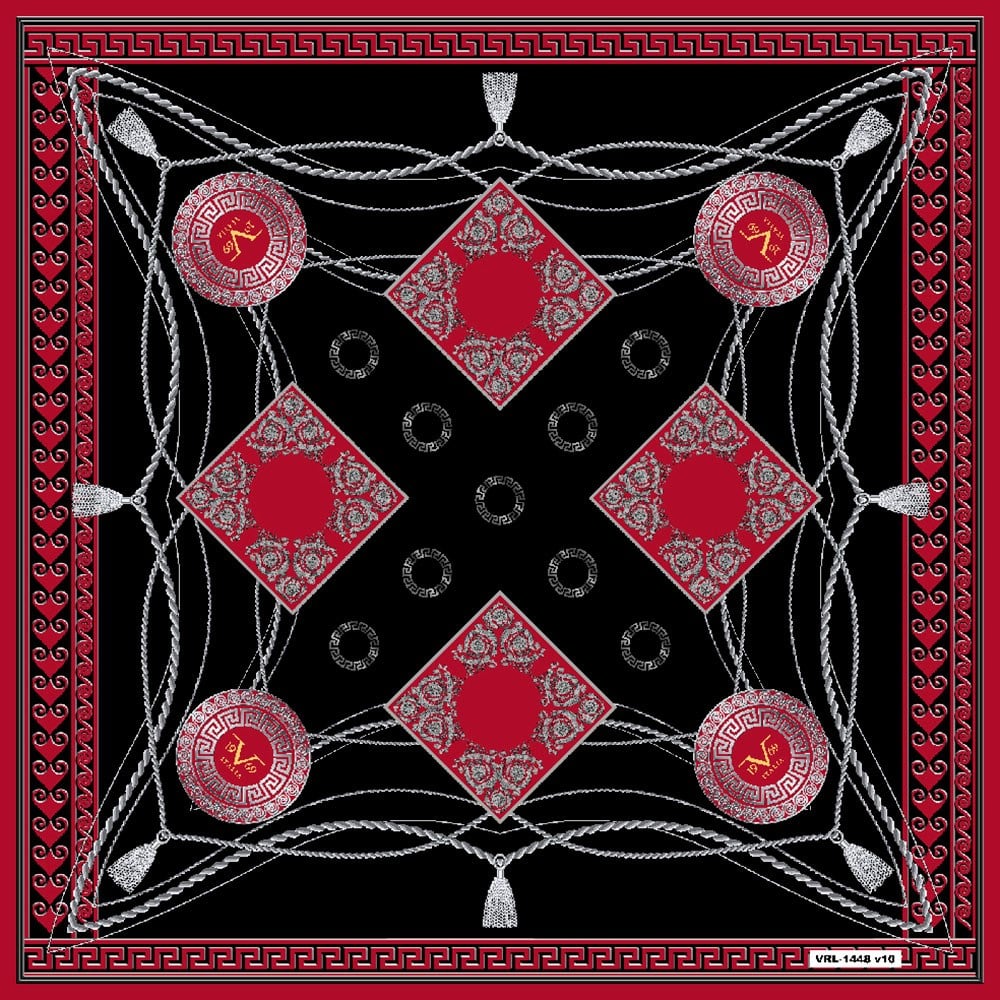 BLACK SERİ EŞARPBarok Halatlı Desen Black Seri Twill Eşarp Askısı ile Birlikte 90x90 cm
