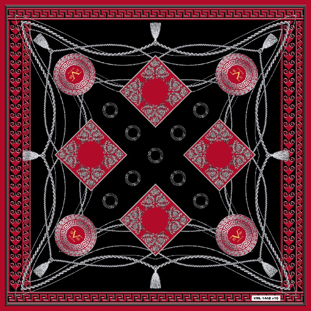 BLACK SERİ EŞARPBarok Halatlı Desen Black Seri Twill Eşarp Askısı ile Birlikte 90x90 cm