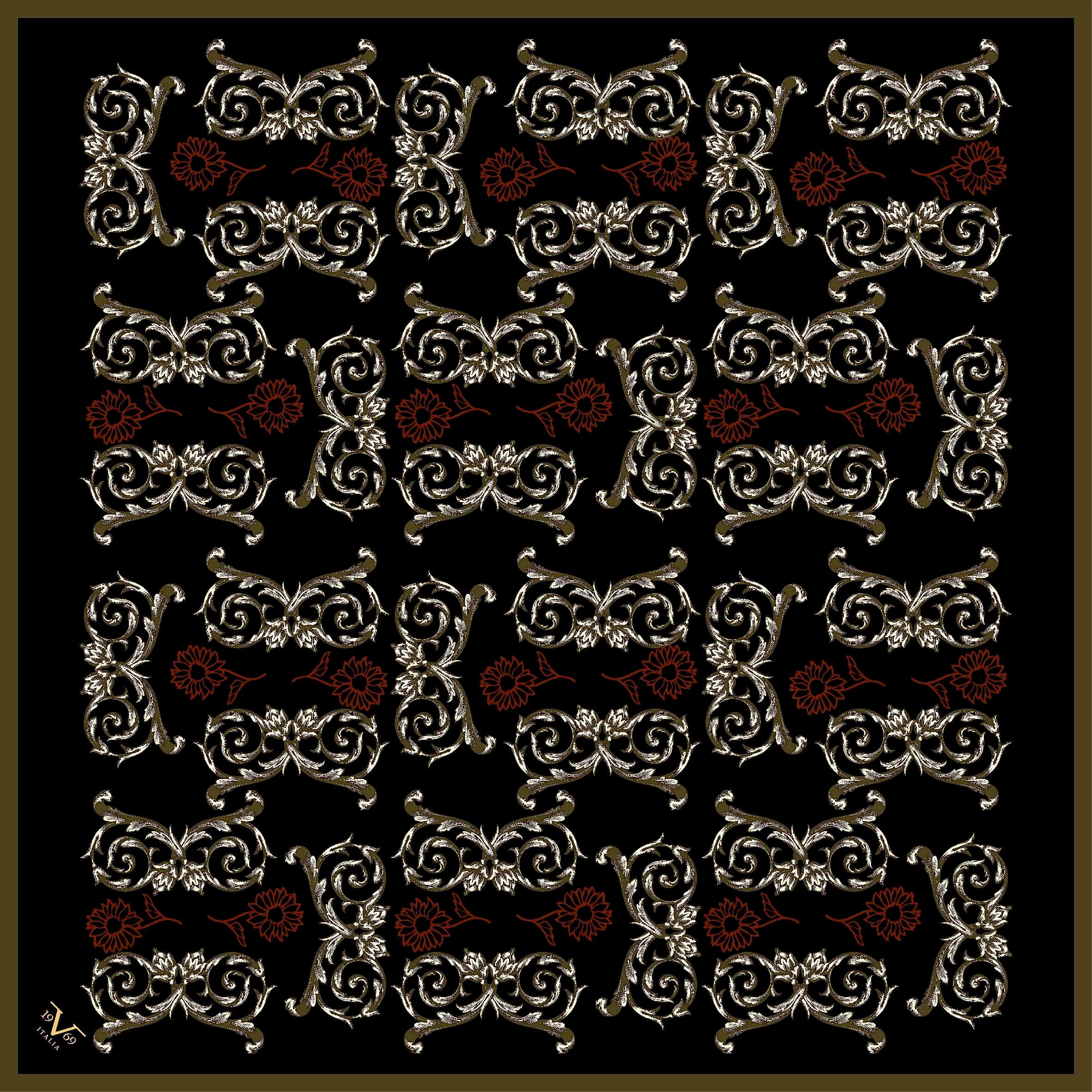 BLACK SERİ EŞARPBarok Logolu Desen Black Seri Twill Eşarp Askısı ile Birlikte 90x90 cm