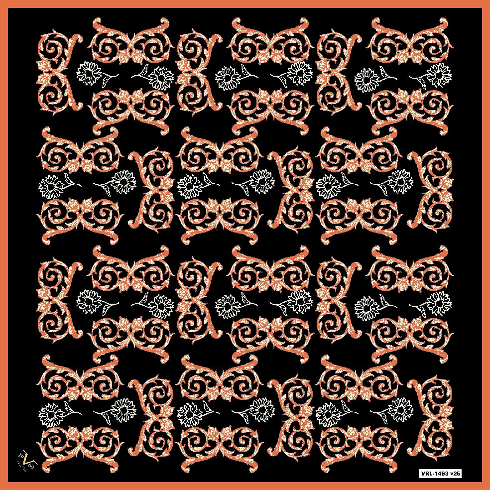 BLACK SERİ EŞARPBarok Logolu Desen Black Seri Twill Eşarp Askısı ile Birlikte 90x90 cm