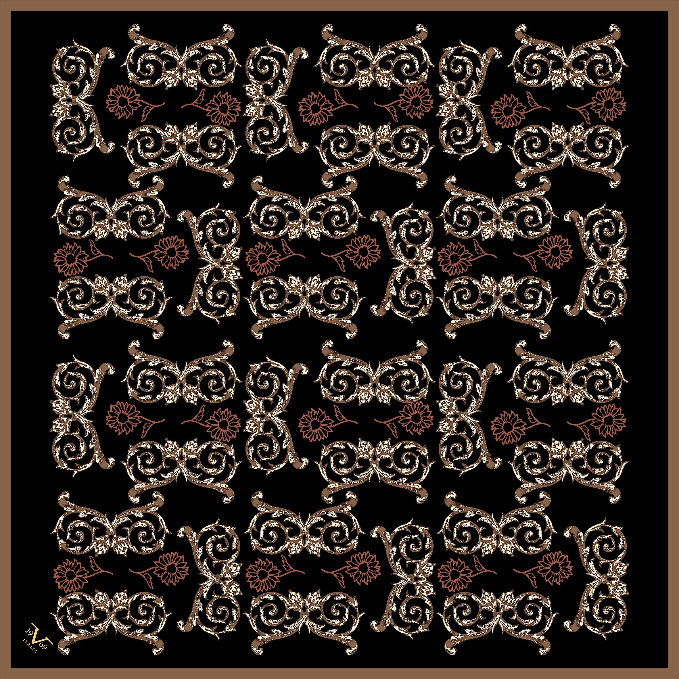 BLACK SERİ EŞARPBarok Logolu Desen Black Seri Twill Eşarp Askısı ile Birlikte 90x90 cm