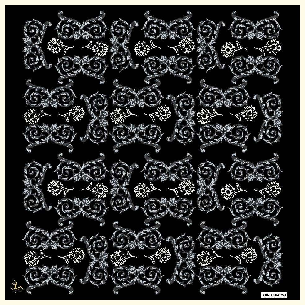 BLACK SERİ EŞARPBarok Logolu Desen Black Seri Twill Eşarp Askısı ile Birlikte 90x90 cm
