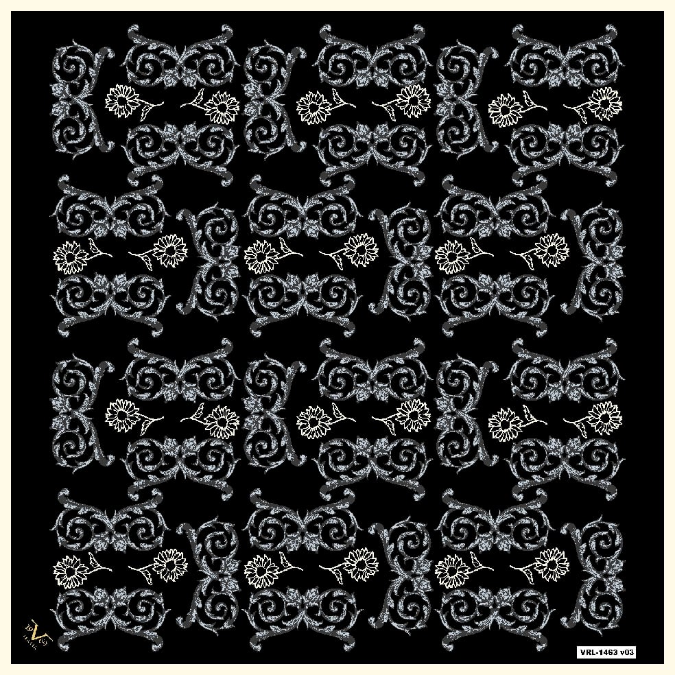 BLACK SERİ EŞARPBarok Logolu Desen Black Seri Twill Eşarp Askısı ile Birlikte 90x90 cm