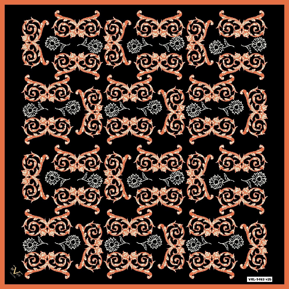 BLACK SERİ EŞARPBarok Logolu Desen Black Seri Twill Eşarp Askısı ile Birlikte 90x90 cm