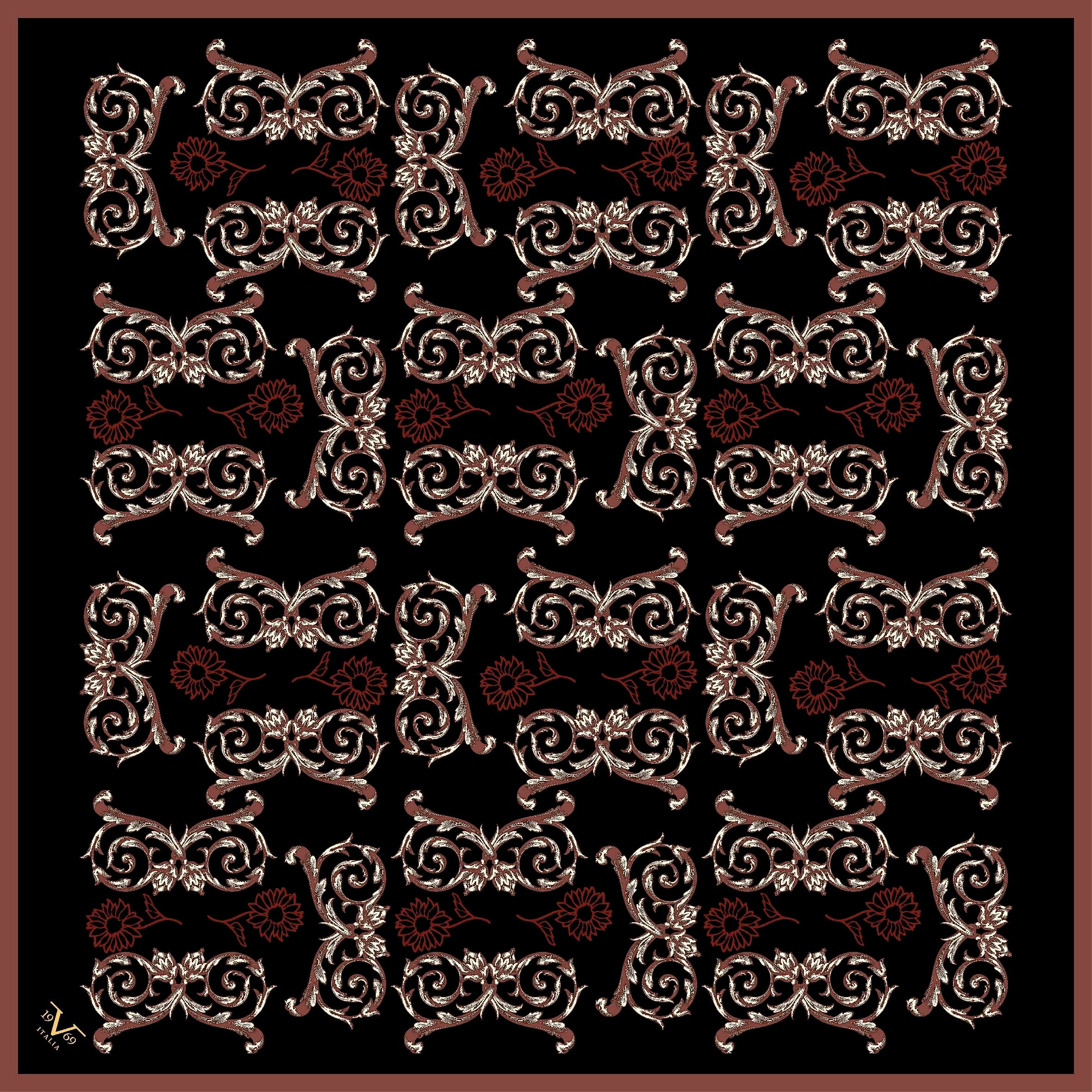 BLACK SERİ EŞARPBarok Logolu Desen Black Seri Twill Eşarp Askısı ile Birlikte 90x90 cm