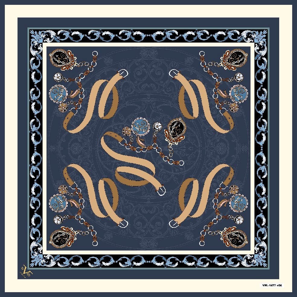 BLACK SERİ EŞARPKemer Zincirli Desen Black Seri Twill Eşarp Askısı ile Birlikte 90x90 cm
