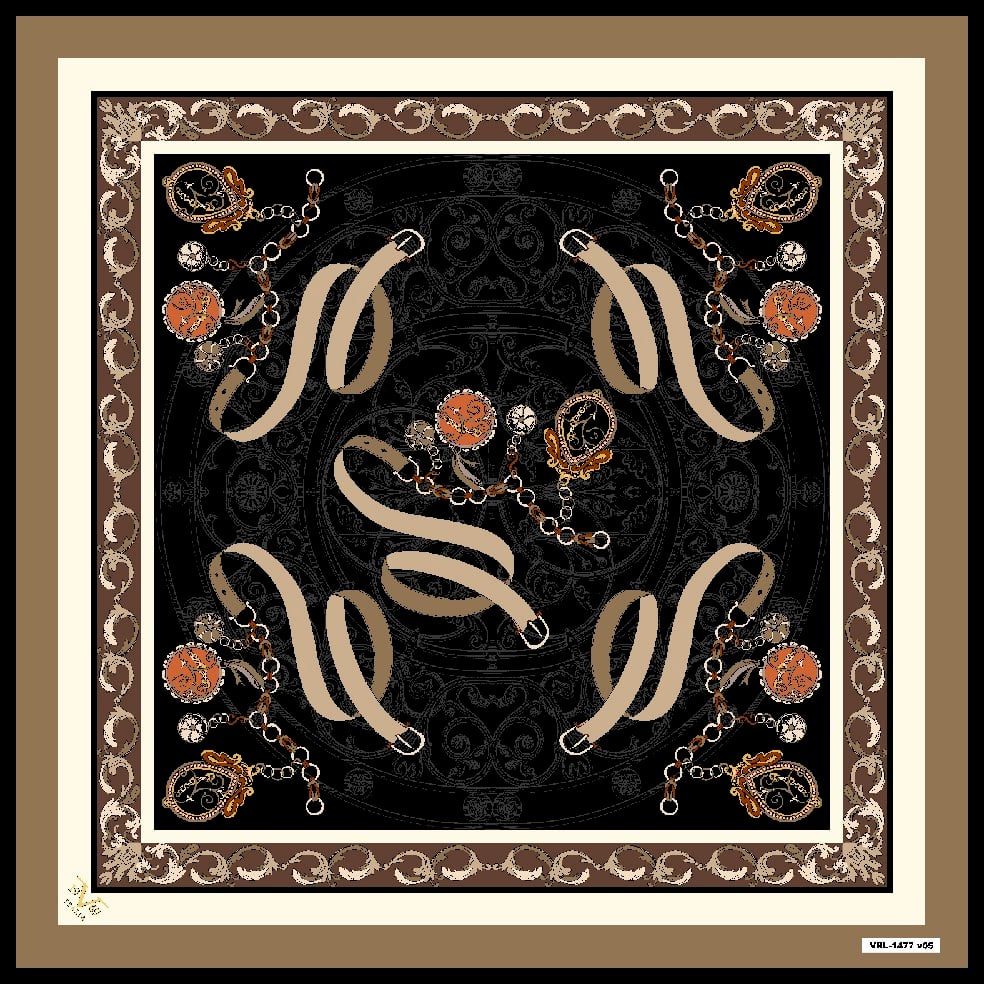 BLACK SERİ EŞARPKemer Zincirli Desen Black Seri Twill Eşarp Askısı ile Birlikte 90x90 cm