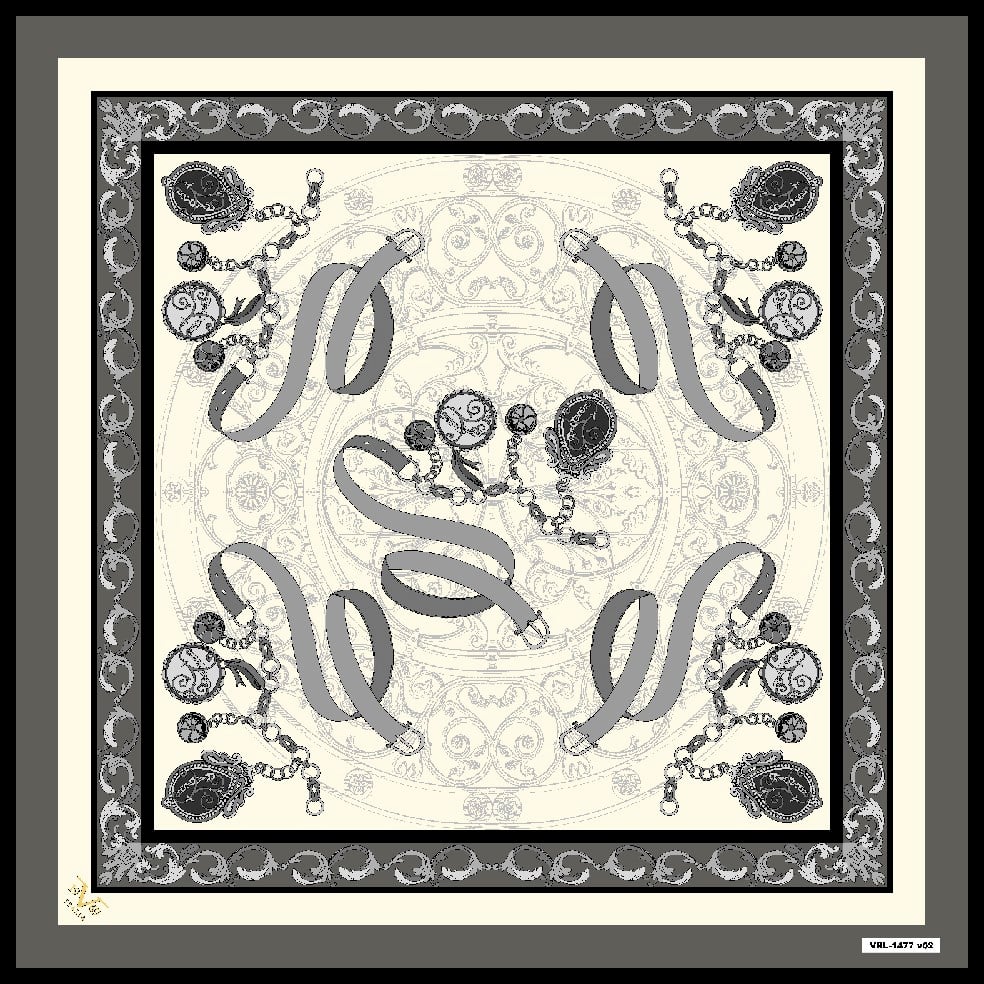 BLACK SERİ EŞARPKemer Zincirli Desen Black Seri Twill Eşarp Askısı ile Birlikte 90x90 cm