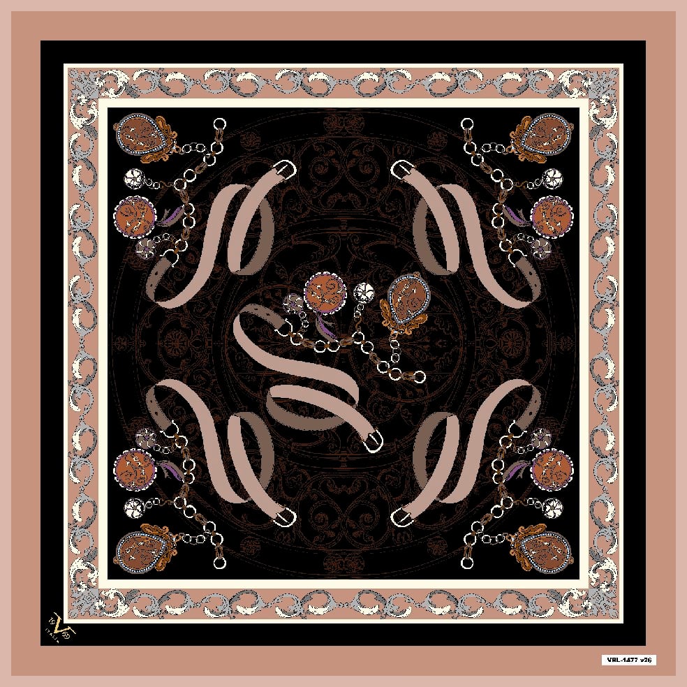 BLACK SERİ EŞARPKemer Zincirli Desen Black Seri Twill Eşarp Askısı ile Birlikte 90x90 cm