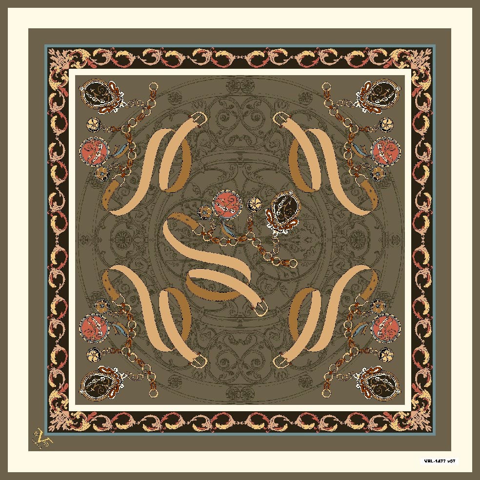BLACK SERİ EŞARPKemer Zincirli Desen Black Seri Twill Eşarp Askısı ile Birlikte 90x90 cm
