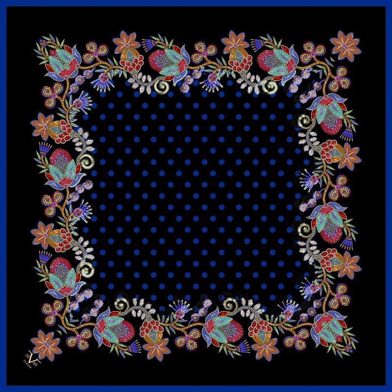 EŞARPÇiçekli Desen Gold Seri Twill Eşarp Askısı ile Birlikte 90x90 cm