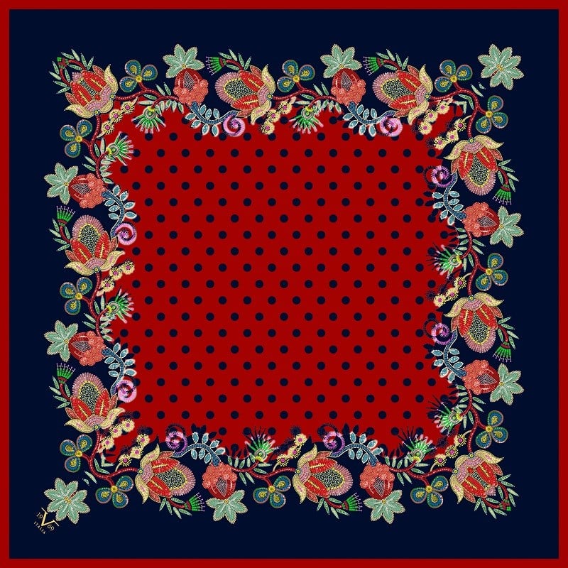 EŞARPÇiçekli Desen Gold Seri Twill Eşarp Askısı ile Birlikte 90x90 cm