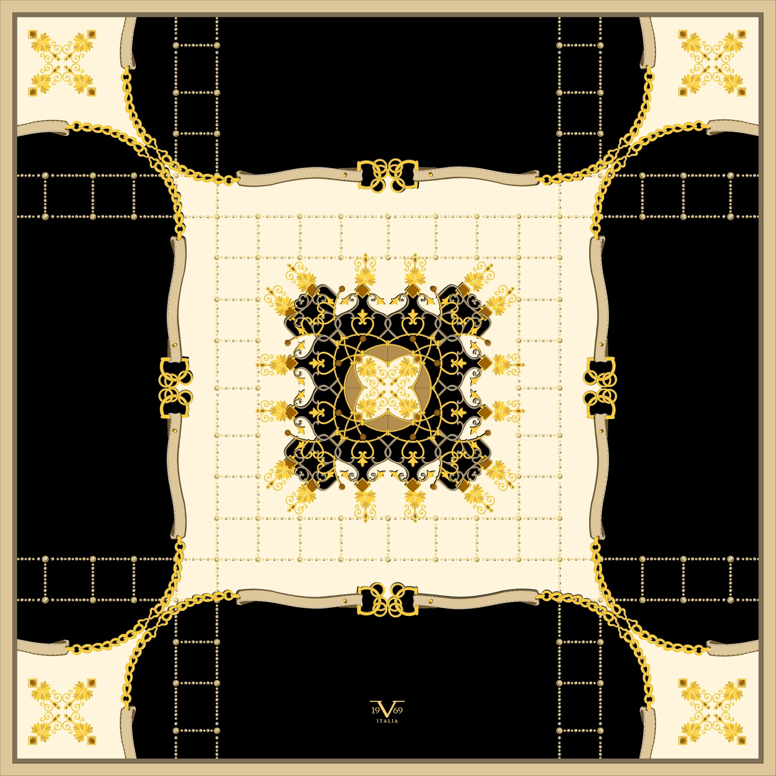 EŞARPZincirli Desen Gold Seri Twill Eşarp Askısı ile Birlikte 90x90 cm