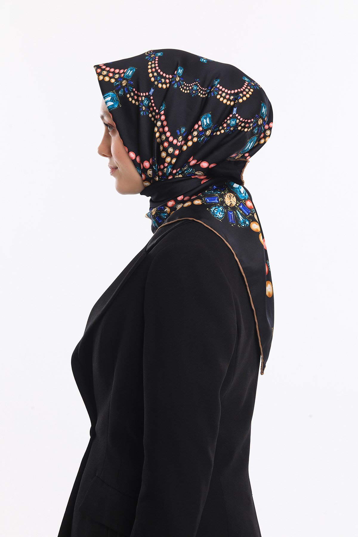 EŞARPEtro Desen Gold Seri Twill Eşarp Askısı ile Birlikte 90x90 cm