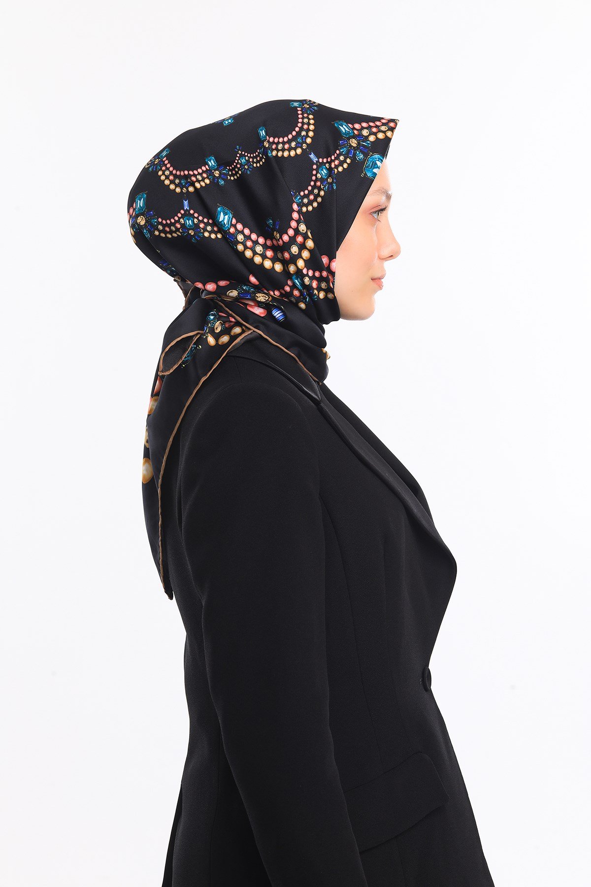 EŞARPEtro Desen Gold Seri Twill Eşarp Askısı ile Birlikte 90x90 cm