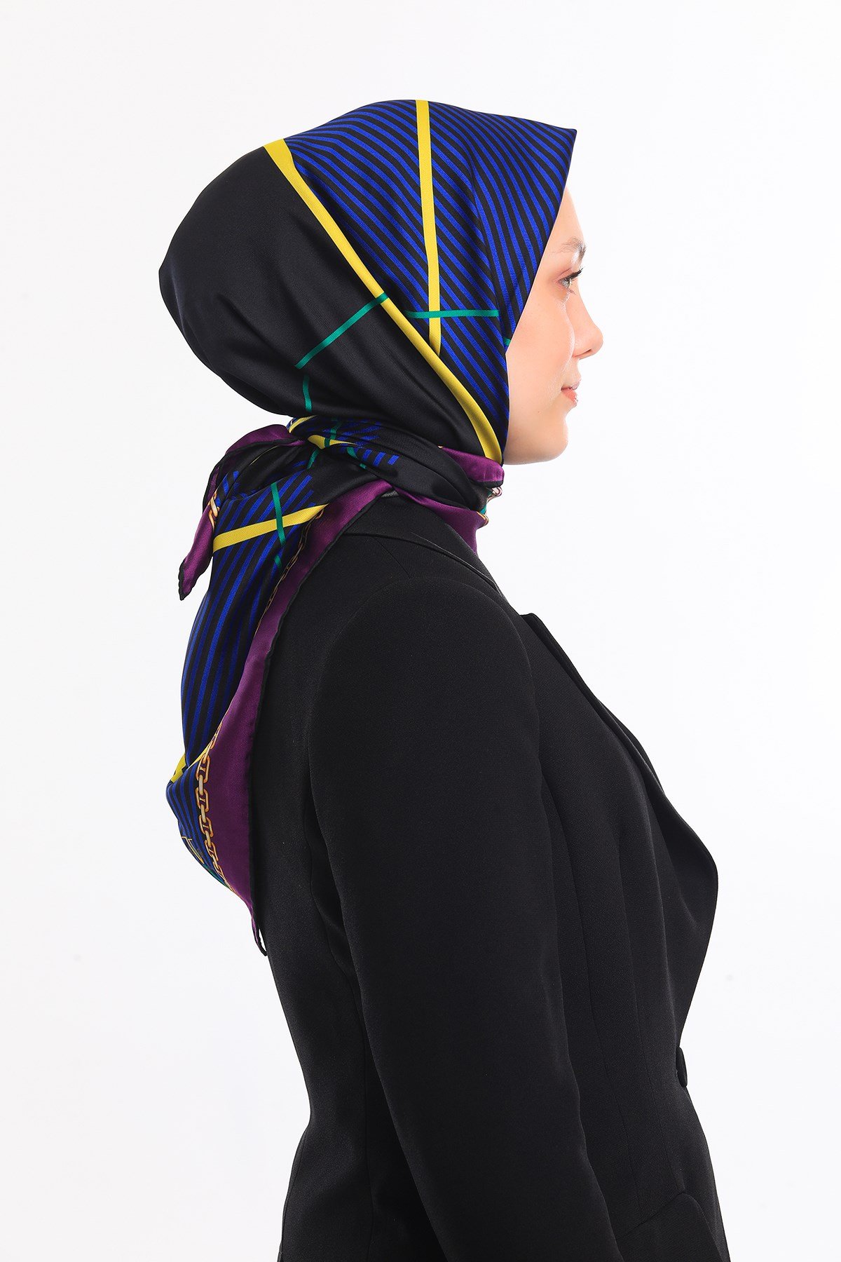 ScarfEkose Desen Gold Seri Twill Eşarp Askısı ile Birlikte 90x90 cm