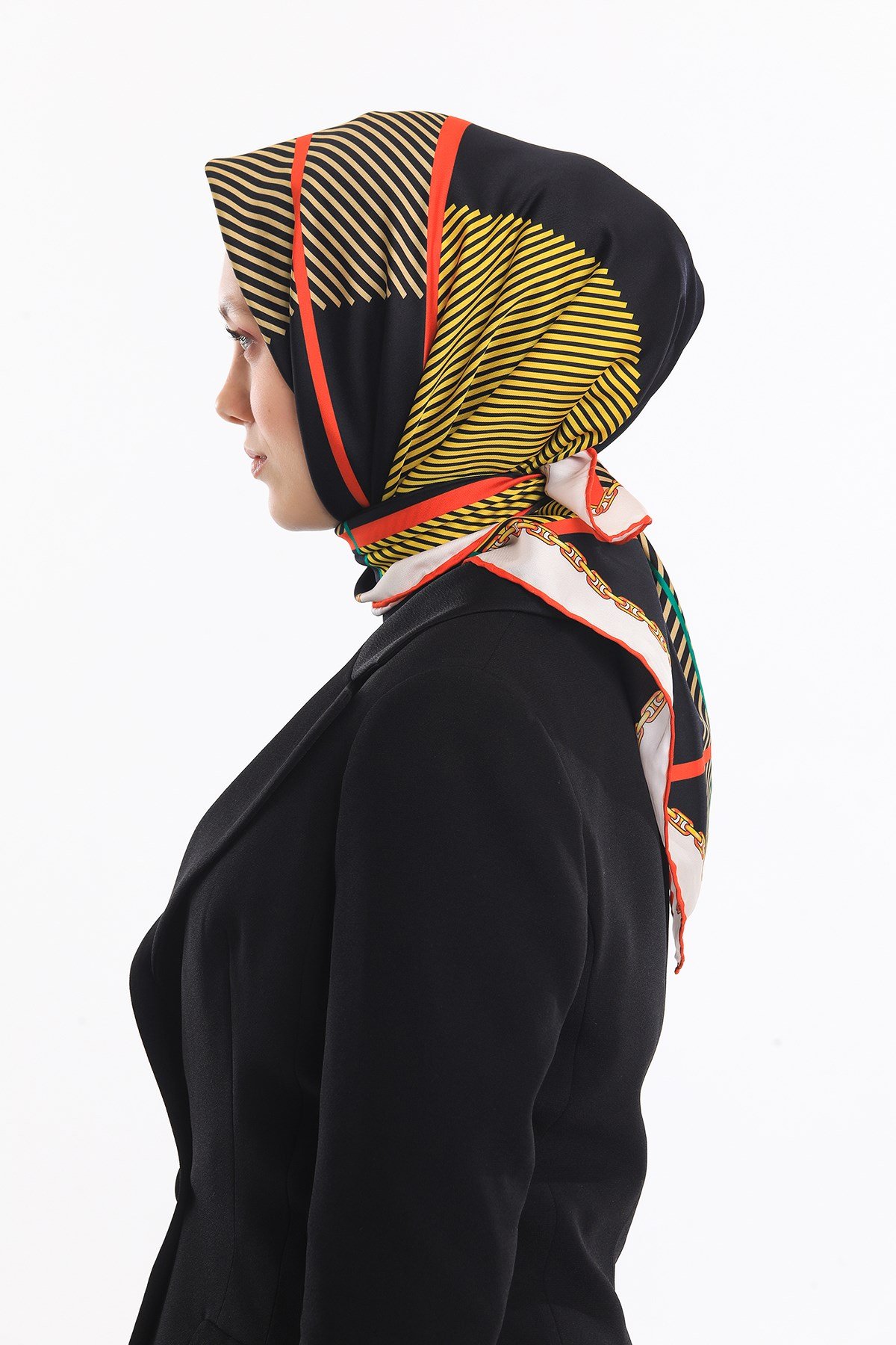 EŞARPEkose Desen Gold Seri Twill Eşarp Askısı ile Birlikte 90x90 cm