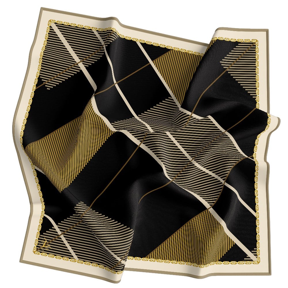 ScarfEkose Desen Gold Seri Twill Eşarp Askısı ile Birlikte 90x90 cm