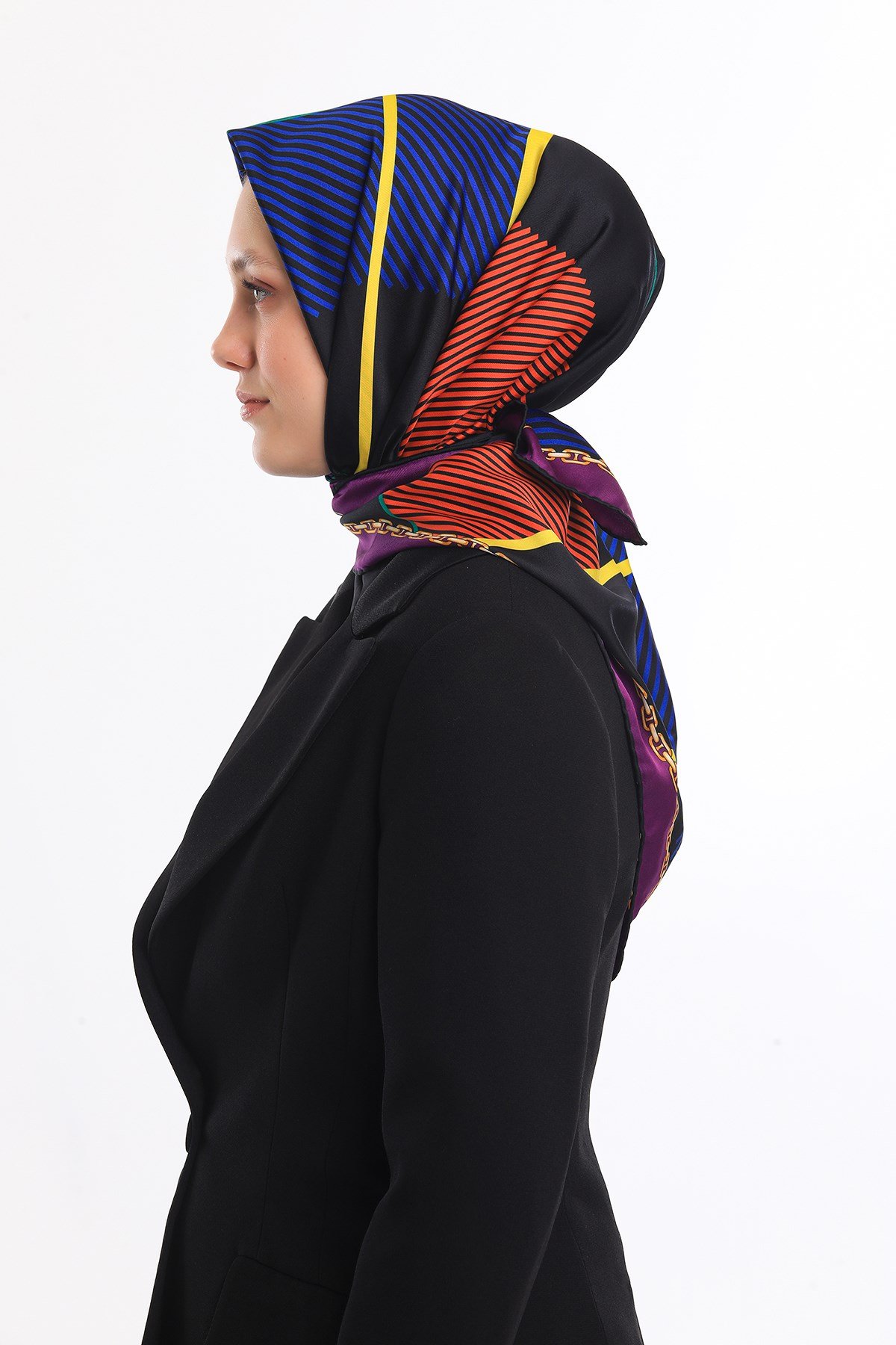 ScarfEkose Desen Gold Seri Twill Eşarp Askısı ile Birlikte 90x90 cm
